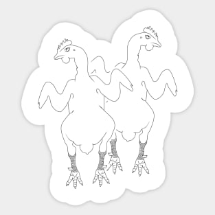 monochrome line art illustration of hens Sticker